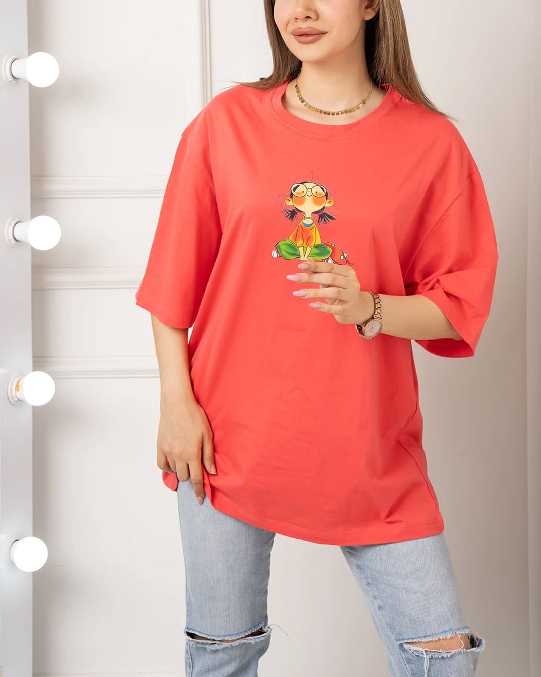 Girl Printed Drop Shoulder Tees
