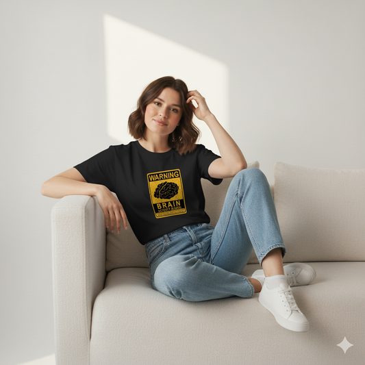 BRAIN WARNING PRINTED BASIC TEES