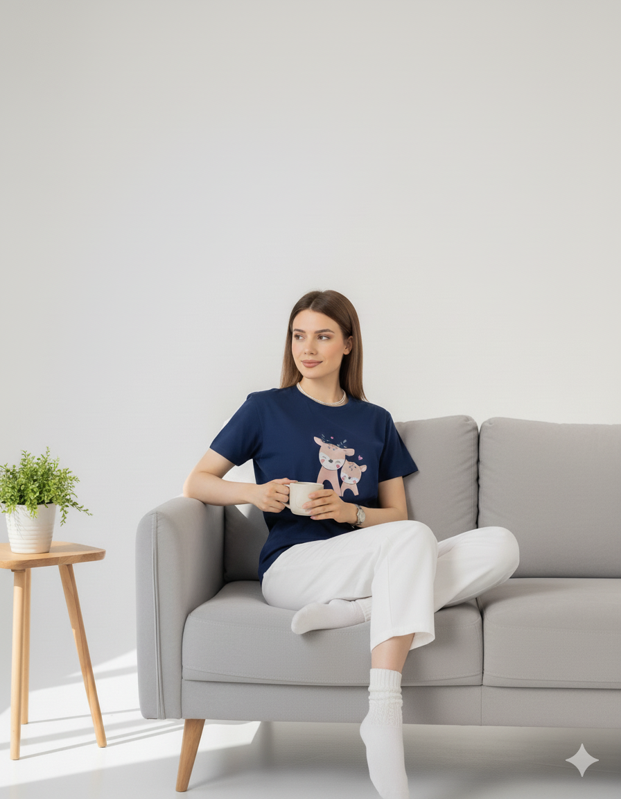 Deer Printed Basic Tees