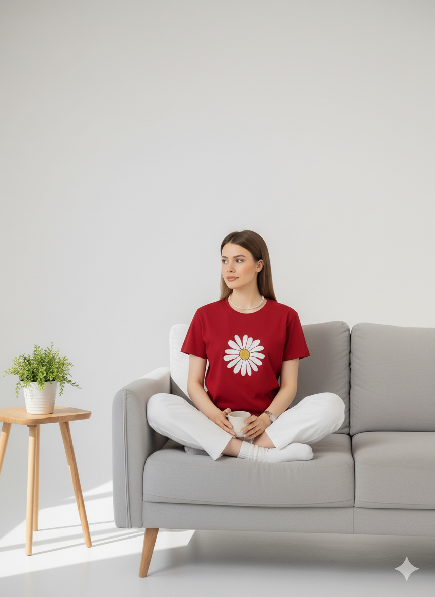 Sun Flower Printed Basic Tees