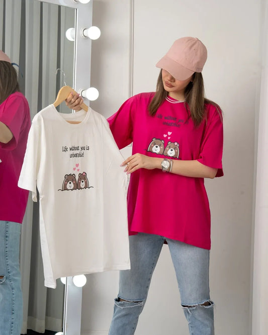 Hamsters Printed Drop Shoulder Tees