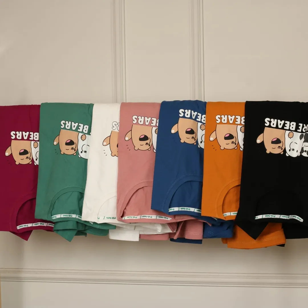 Bare bears Printed Drop Shoulder Tees