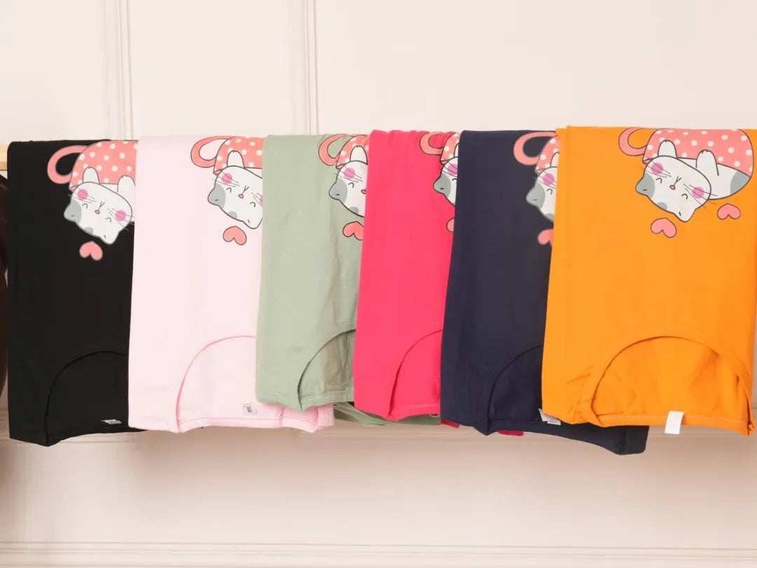 Basket Kitty Printed Drop Shoulder Tees