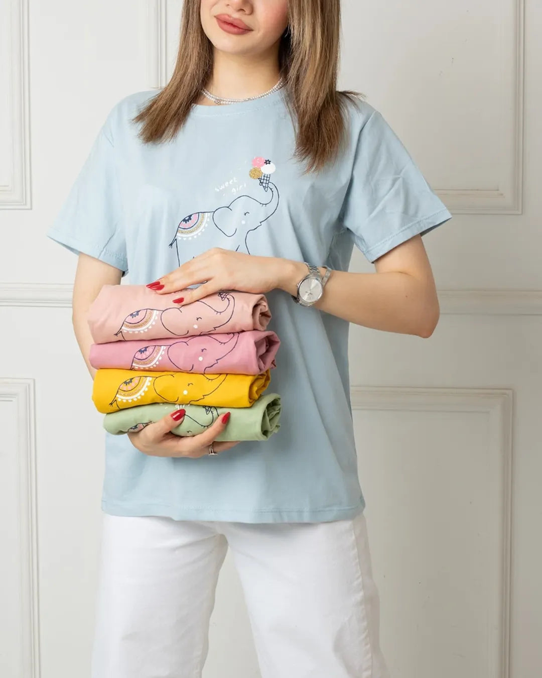 Elephant-Inspired Fashion Printed Basic Tees
