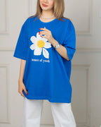 Sun Flower Printed Drop Shoulder Tees