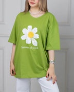 Sun Flower Printed Drop Shoulder Tees