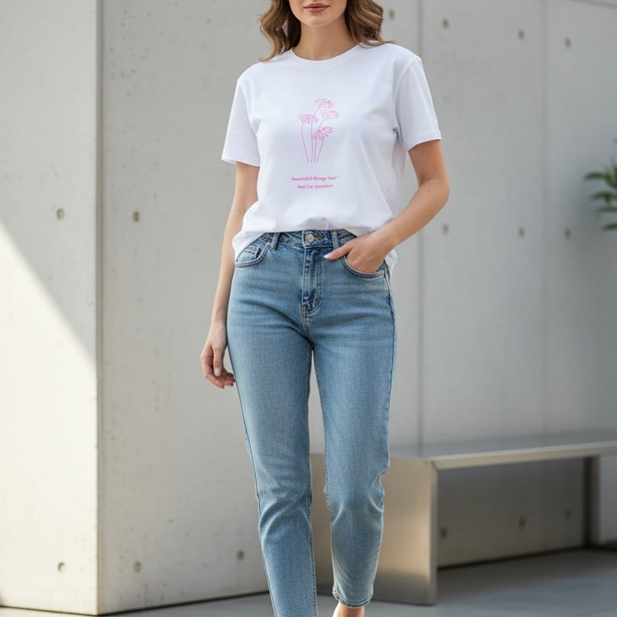 Flowers Printed Basic Tees