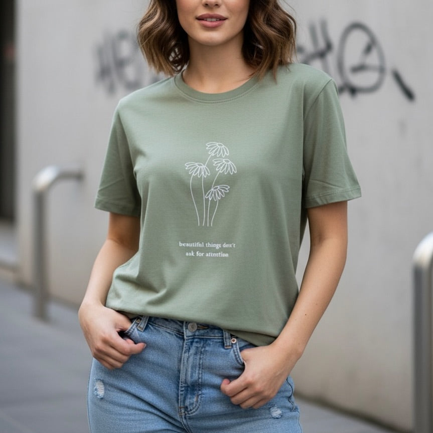 Flowers Printed Basic Tees