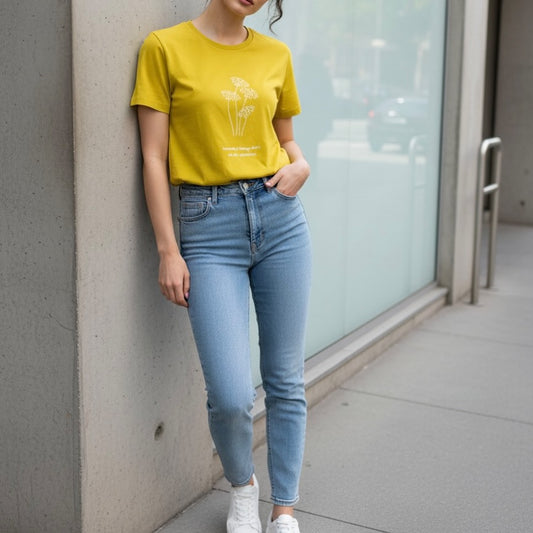 Flowers Printed Basic Tees