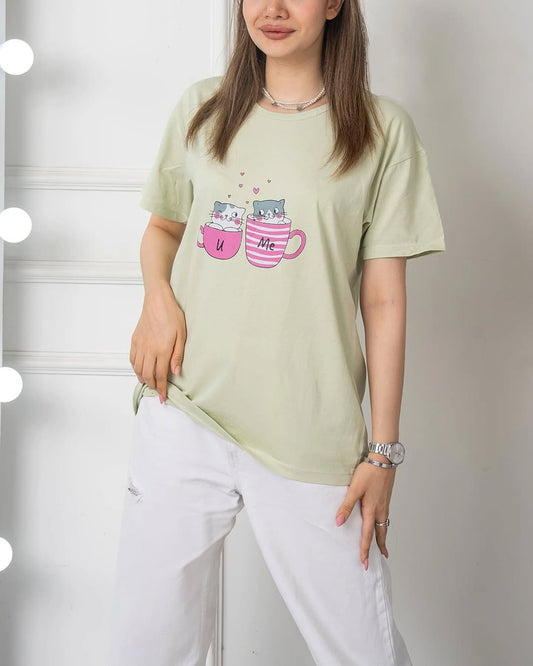 U Me Printed  Drop Shoulder Tees