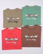 Multi heartPrinted Drop Shoulder Tees