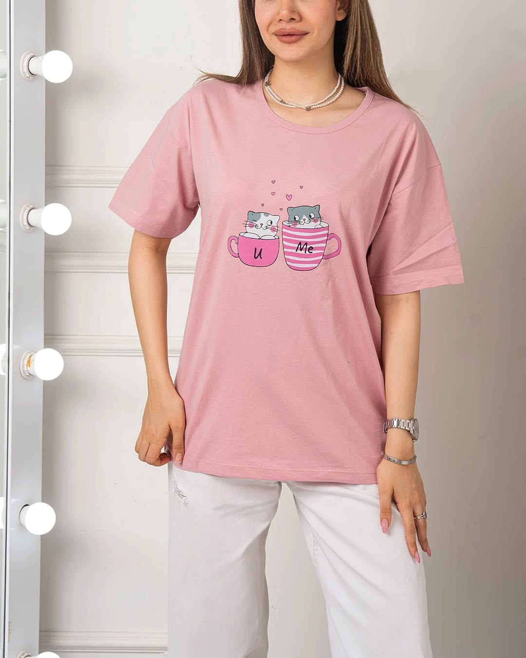 U Me Printed  Drop Shoulder Tees