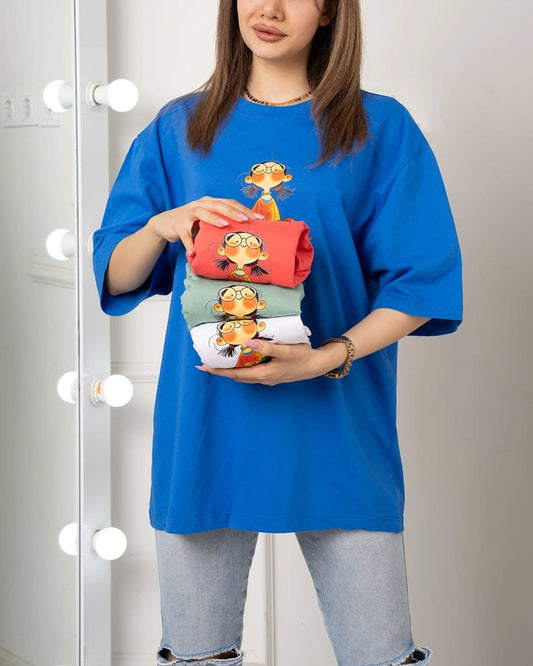 Girl Printed Drop Shoulder Tees