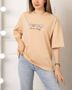 Multi heartPrinted Drop Shoulder Tees