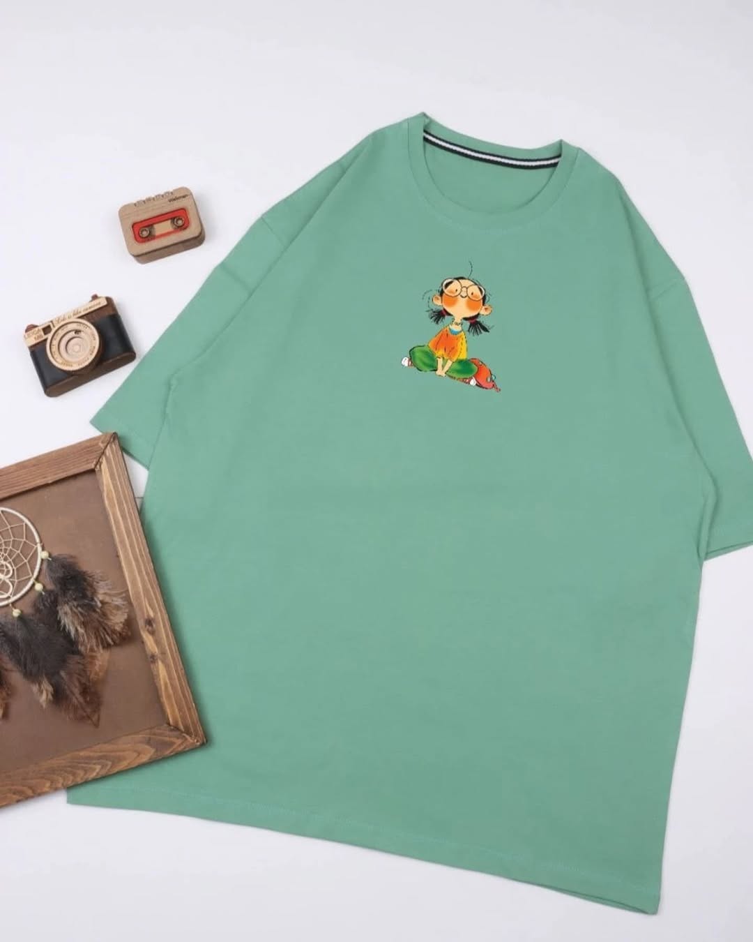 Girl Printed Drop Shoulder Tees