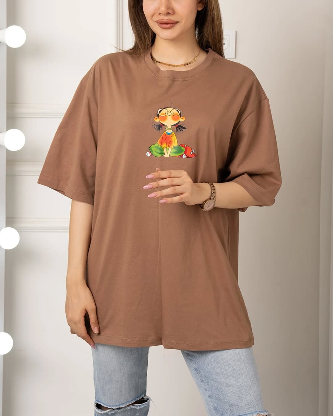 Girl Printed Drop Shoulder Tees