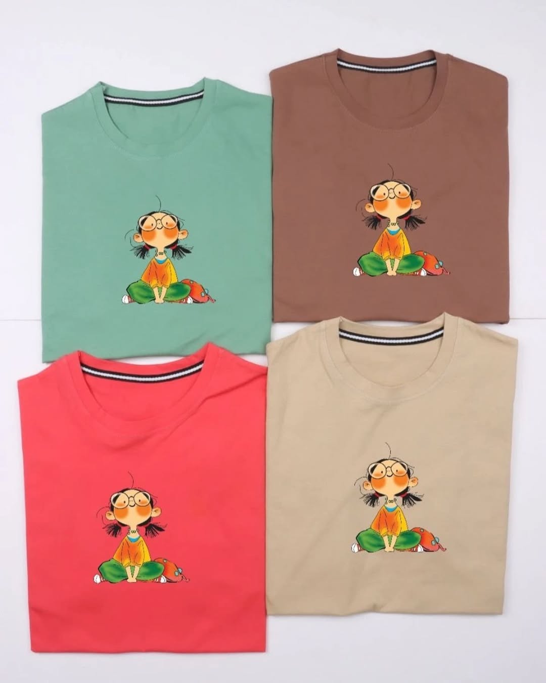 Girl Printed Drop Shoulder Tees