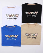Multi heartPrinted Drop Shoulder Tees