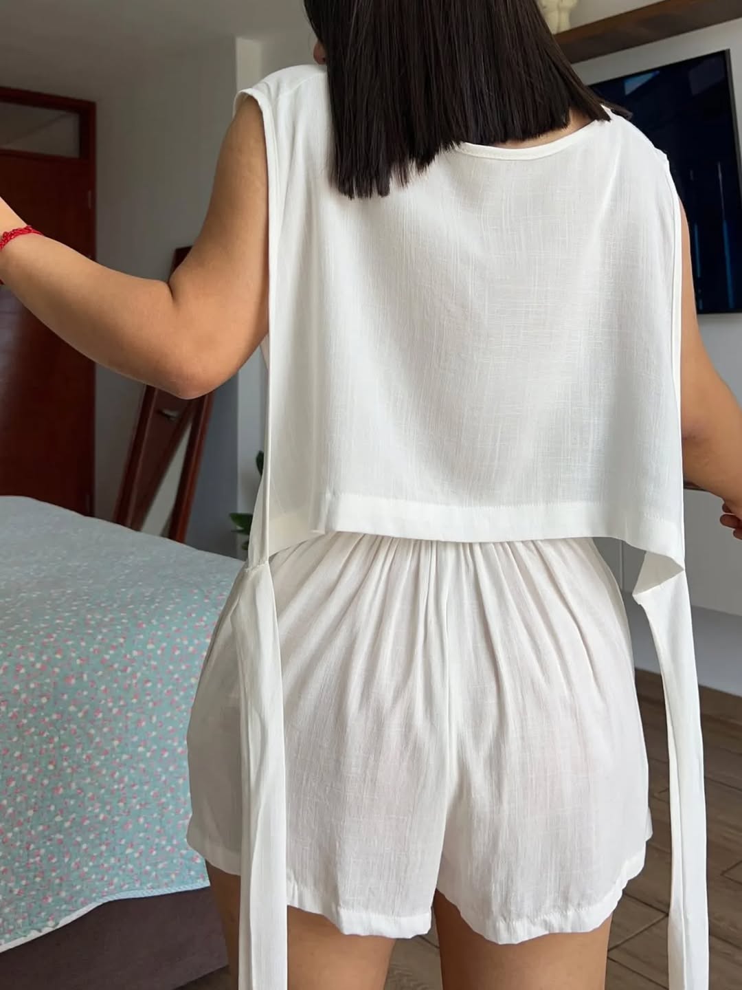 ROMINA LINEN ONE-PIECE OUTFIT JUMPSUIT - SEASHELL WHITE