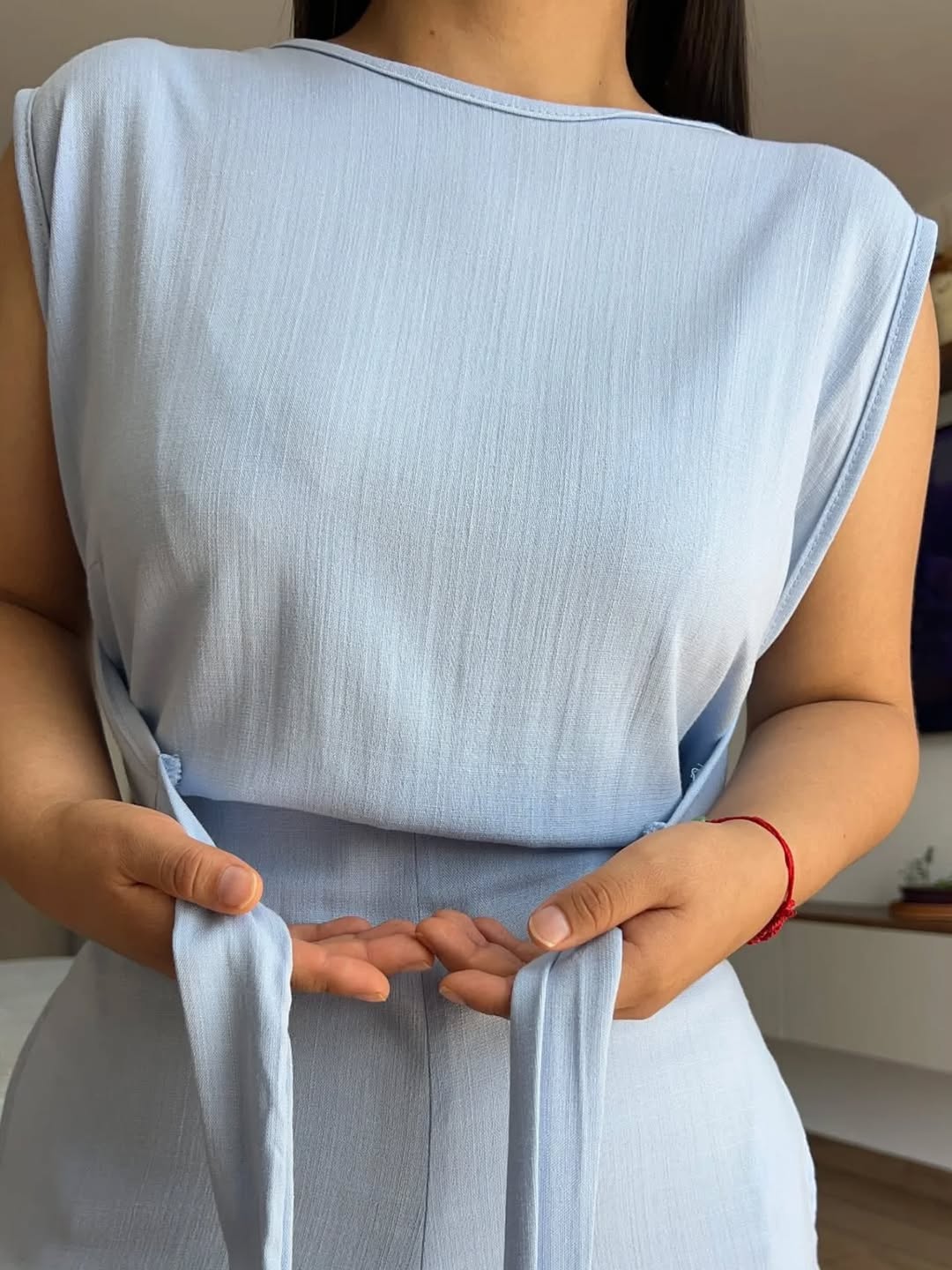 ROMINA LINEN ONE-PIECE OUTFIT JUMPSUIT - MISTY BLUE