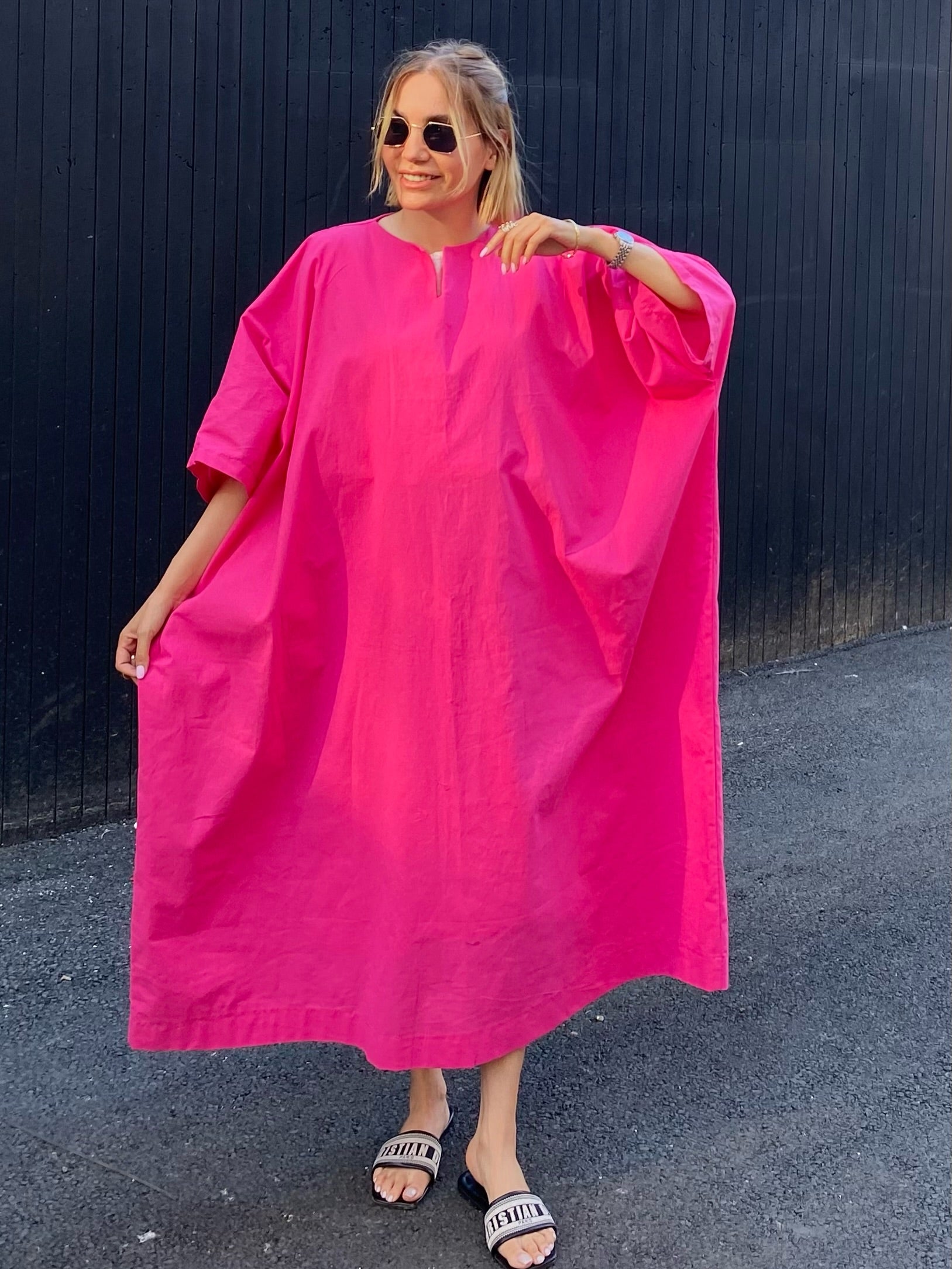 Premium Linen Batwing Kaftan Dress | Oversized Relaxed Fit Maxi Dress for Women