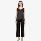SILK TOP & PAJAMA SET - BLACK