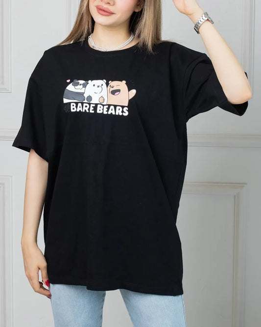 Bare bears Printed Drop Shoulder Tees