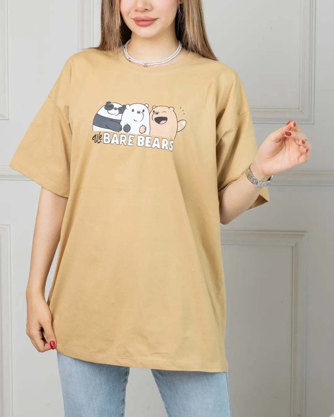 Bare bears Printed Drop Shoulder Tees