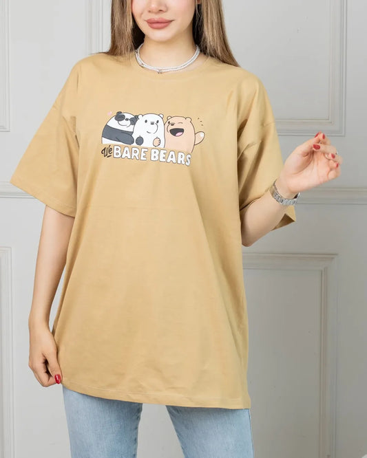 Bare bears Printed Drop Shoulder Tees
