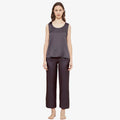 SILK TOP & PAJAMA SET - CHARCOAL PURPLE