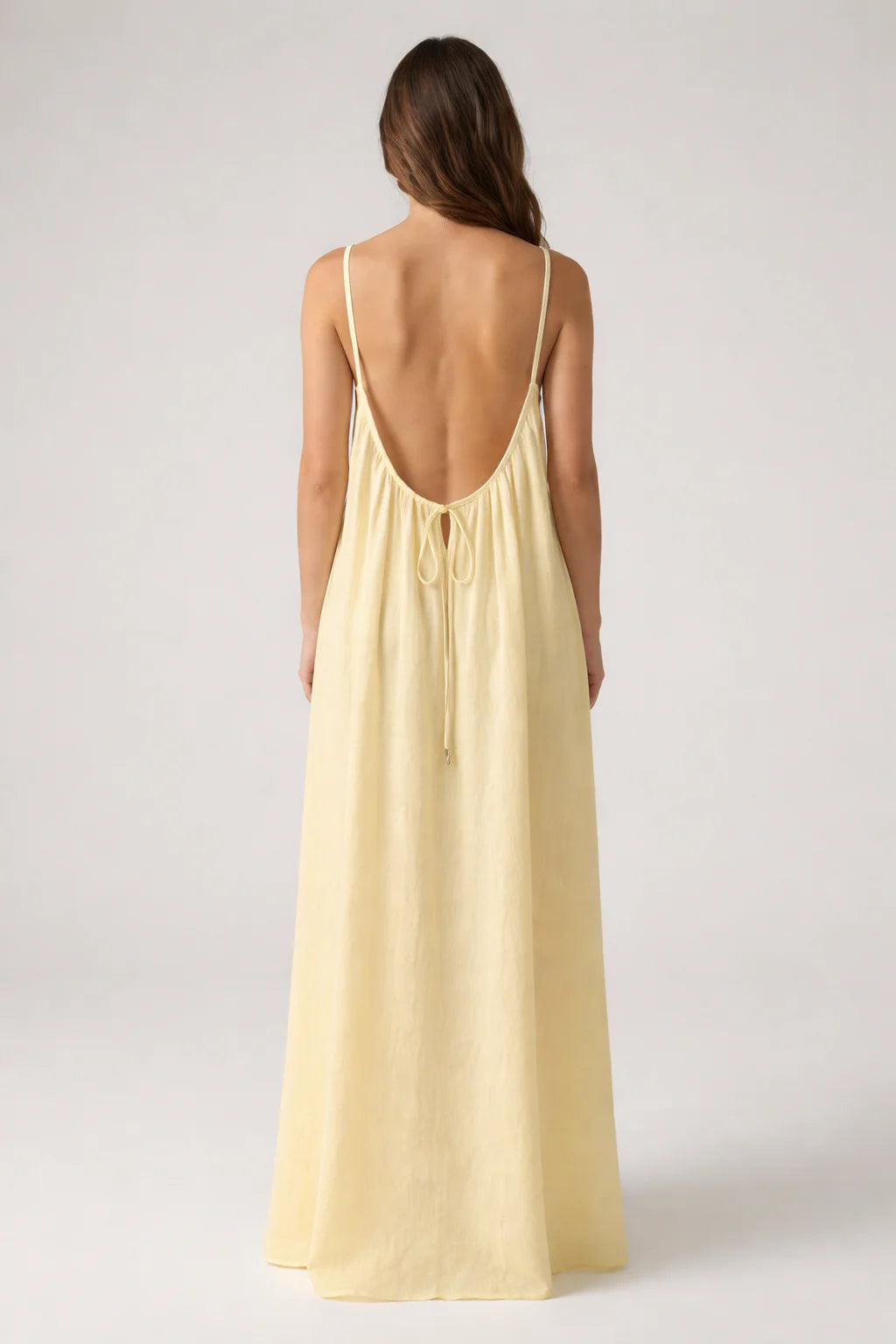 STUNNING BACKLESS MAXI DRESS - BUTTER YELLOW