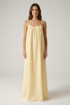 STUNNING BACKLESS MAXI DRESS - BUTTER YELLOW