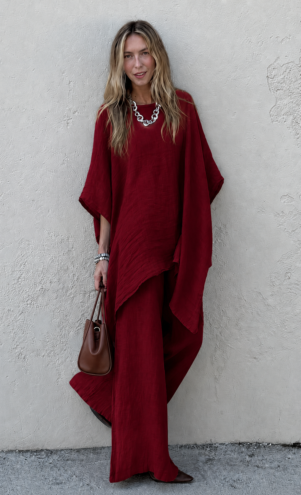 Elegant Linen Co-Ord Set – Premium Women's Loose Fit Two Piece Outfit