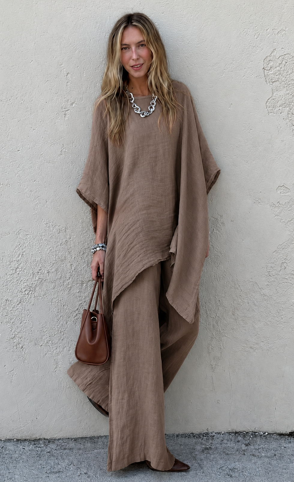 Elegant Linen Co-Ord Set – Premium Women's Loose Fit Two Piece Outfit