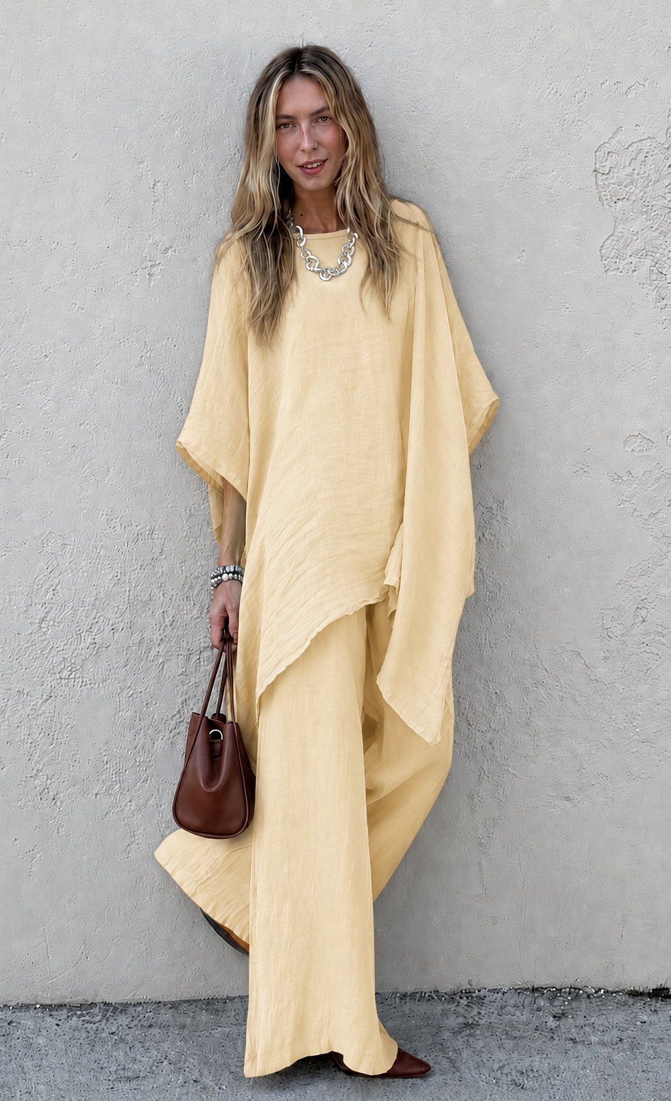 Elegant Linen Co-Ord Set – Premium Women's Loose Fit Two Piece Outfit