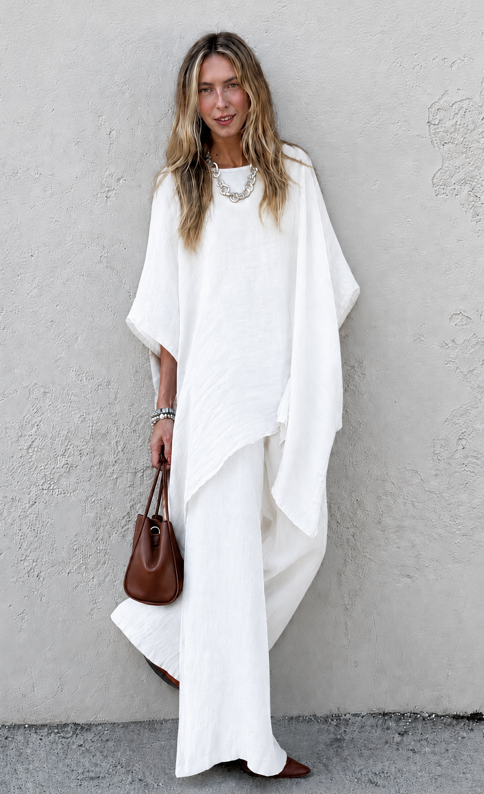 Elegant Linen Co-Ord Set – Premium Women's Loose Fit Two Piece Outfit
