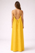 Premium Women's Linen STUNNING BACKLESS MAXI DRESS
