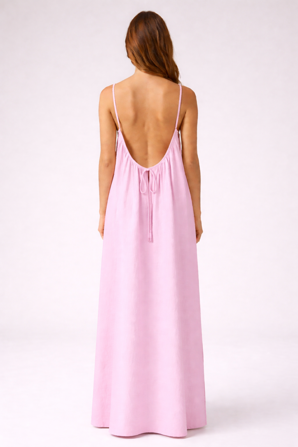 STUNNING BACKLESS MAXI DRESS - PASTEL PINK