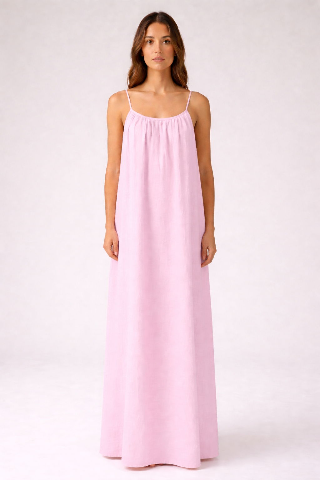 STUNNING BACKLESS MAXI DRESS - PASTEL PINK