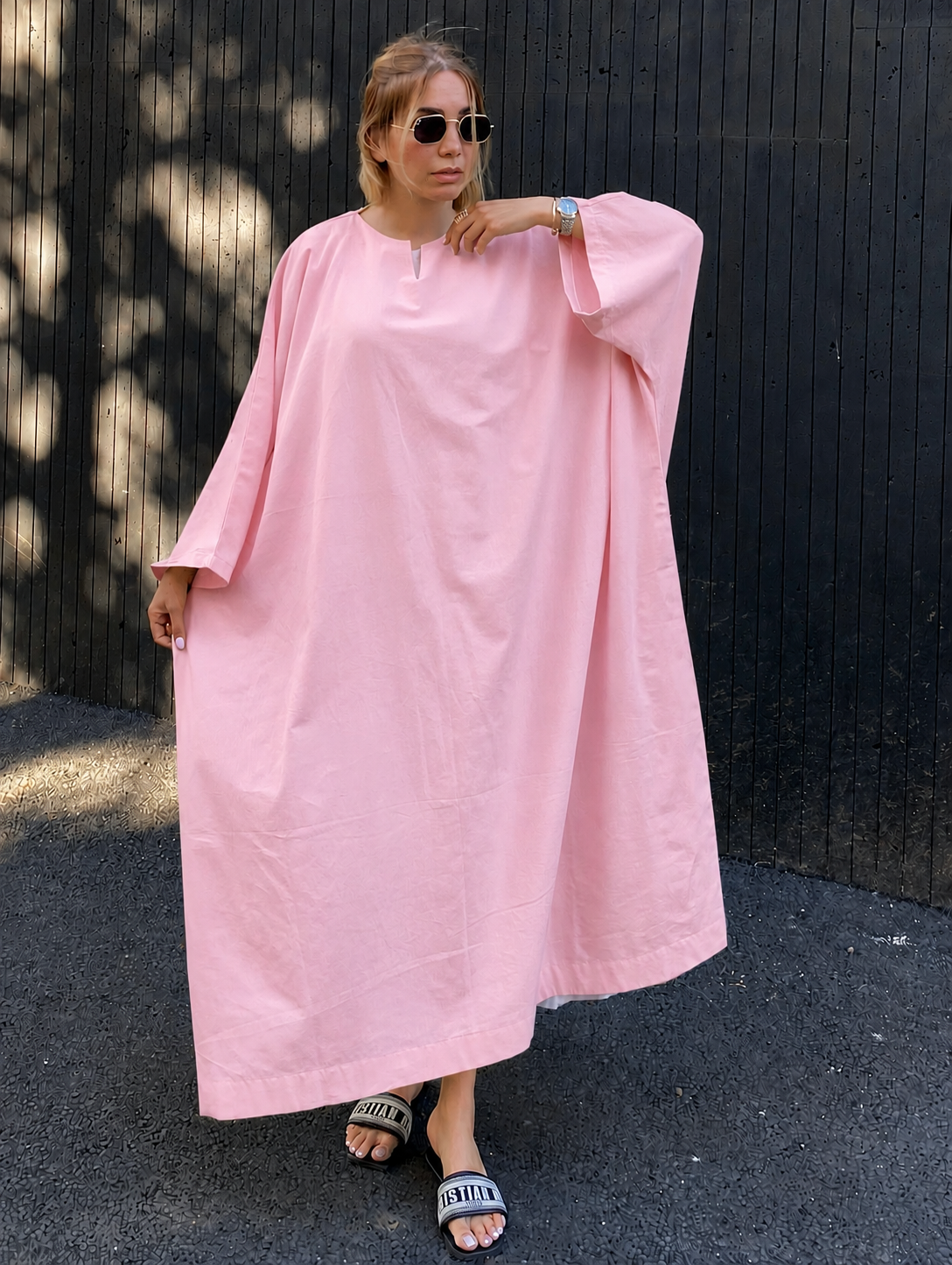 Premium Linen Batwing Kaftan Dress | Oversized Relaxed Fit Maxi Dress for Women