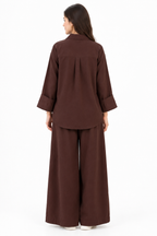 Plain Barbary Mocha Button Co-ord Set -BV1019