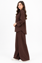 Plain Barbary Mocha Button Co-ord Set -BV1019