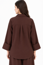 Plain Barbary Mocha Button Co-ord Set -BV1019