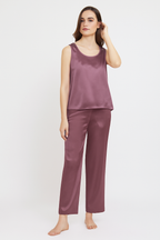 SILK TOP & PAJAMA SET - PINK