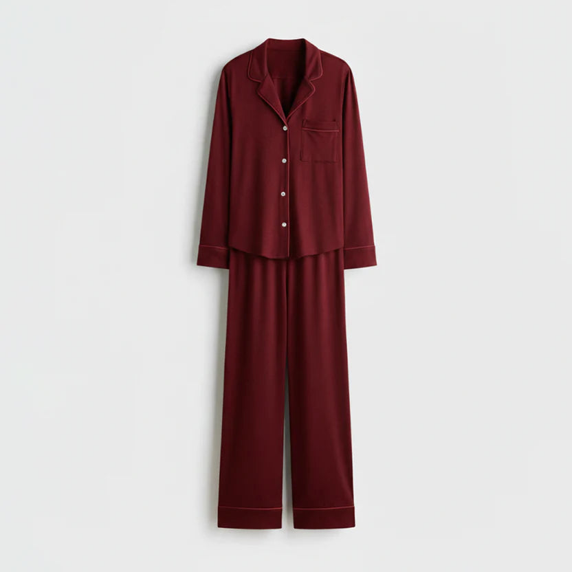 Cloud Pajama Set - Deep Red