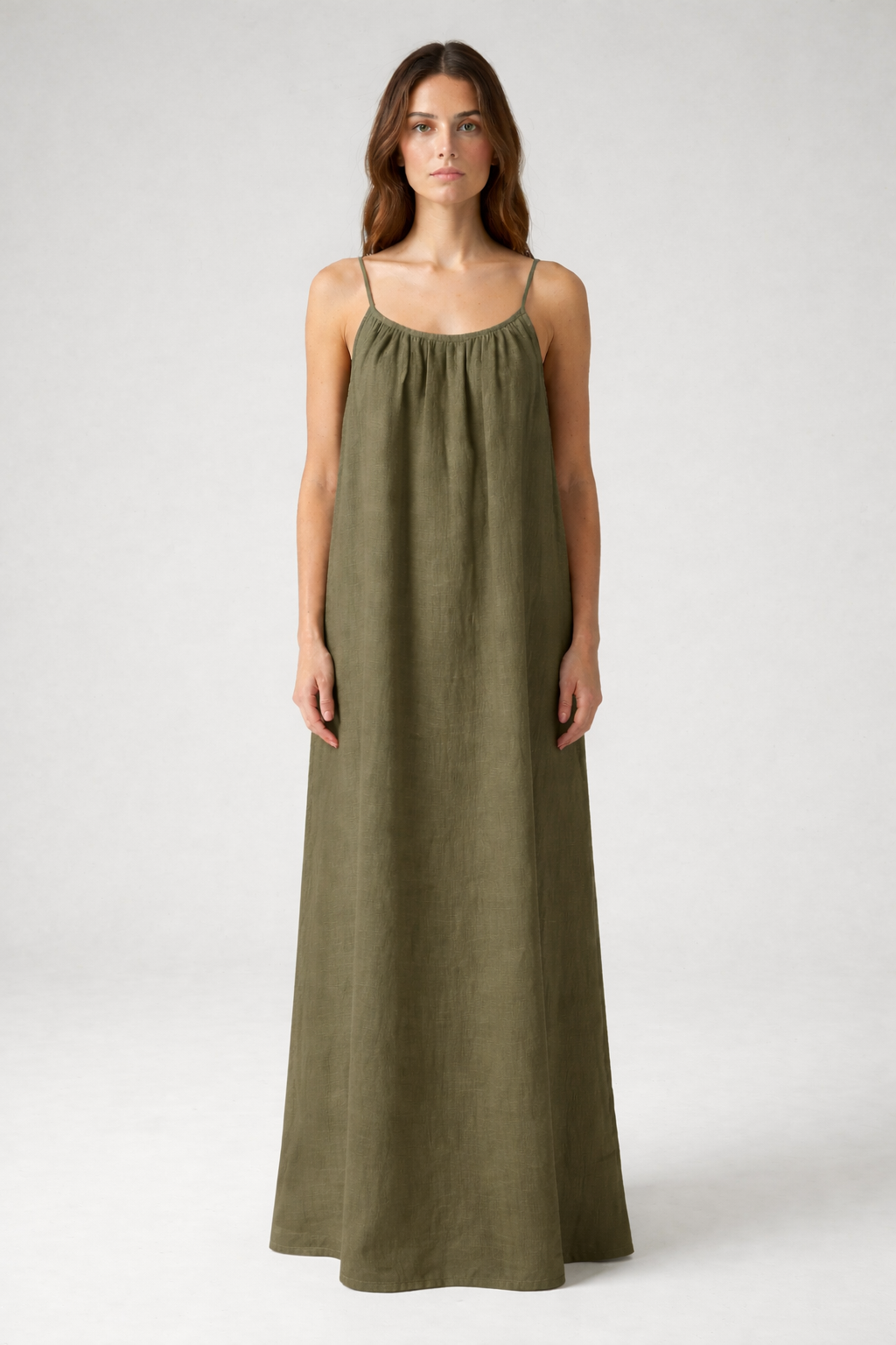 STUNNING BACKLESS MAXI DRESS - ARMY GREEN