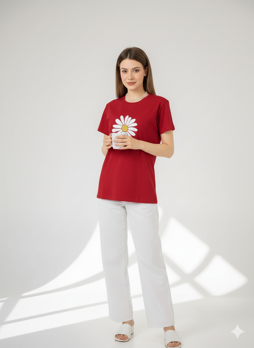 Sun Flower Printed Basic Tees