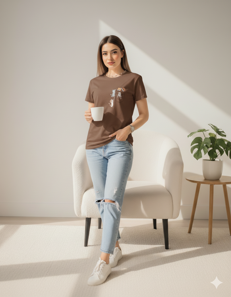 Kittens Cup Printed Basic Tees