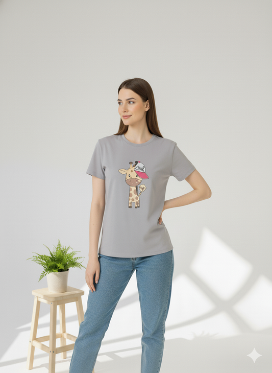 Giraffe Printed Basic Tees