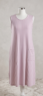Premium Vertical Stripe Sleeveless Nighty with Pocket
